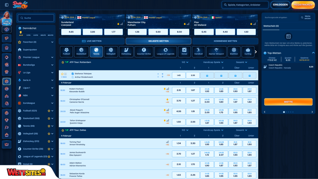 Dudespin Tenniswetten