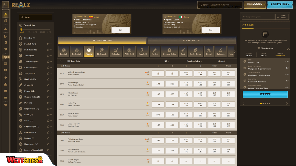 Realz Tenniswetten