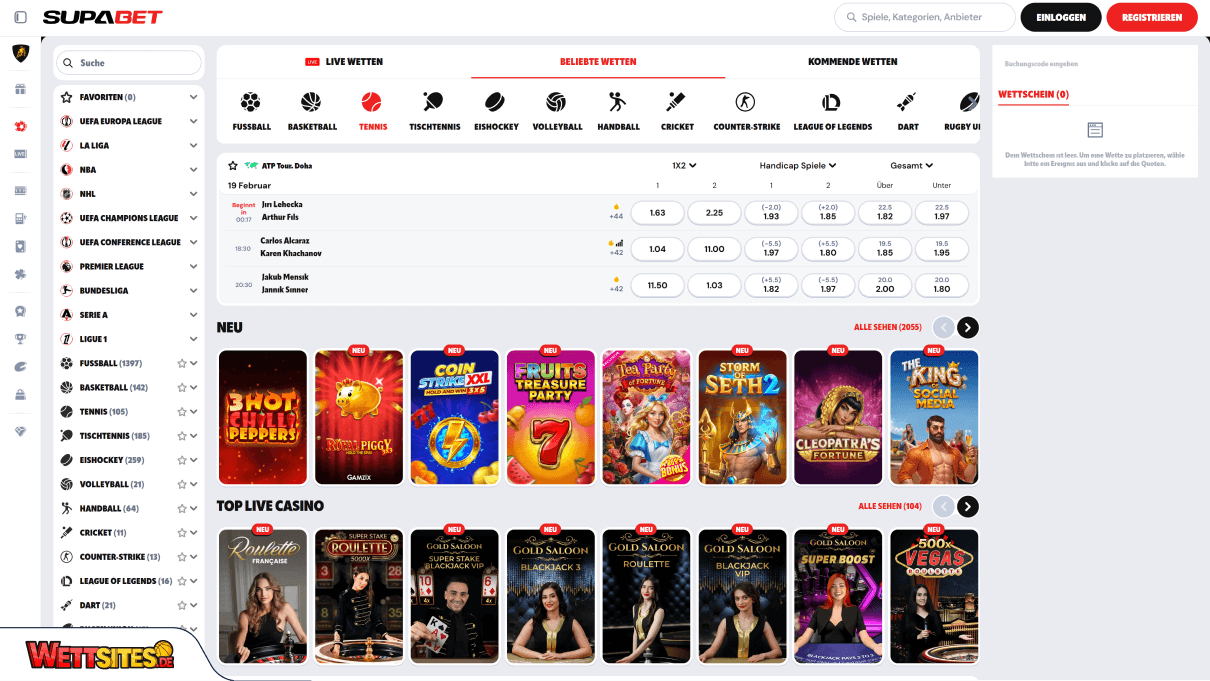SupaBet Tenniswetten