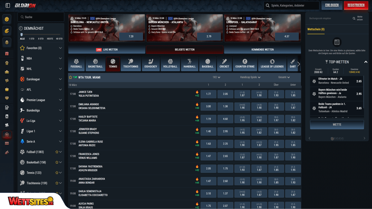 Glorion Tenniswetten