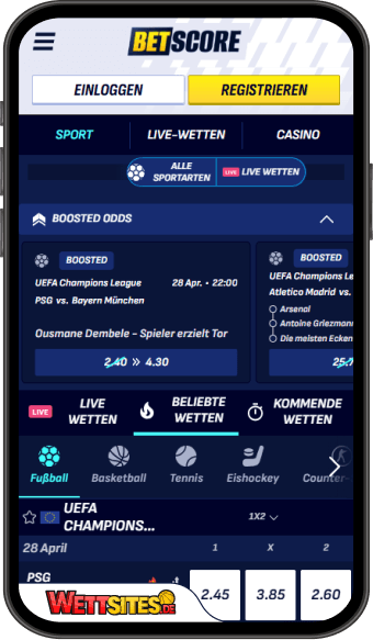 BetScore Mobile App Sportwetten