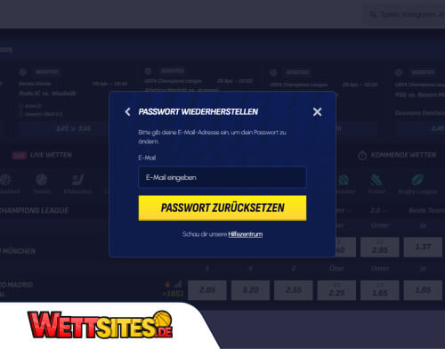Probleme beim Einloggen bei BetScore