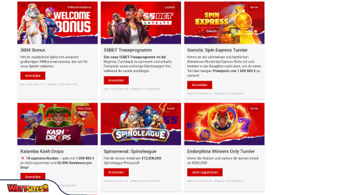 55Bet Casino Willkommensbonus