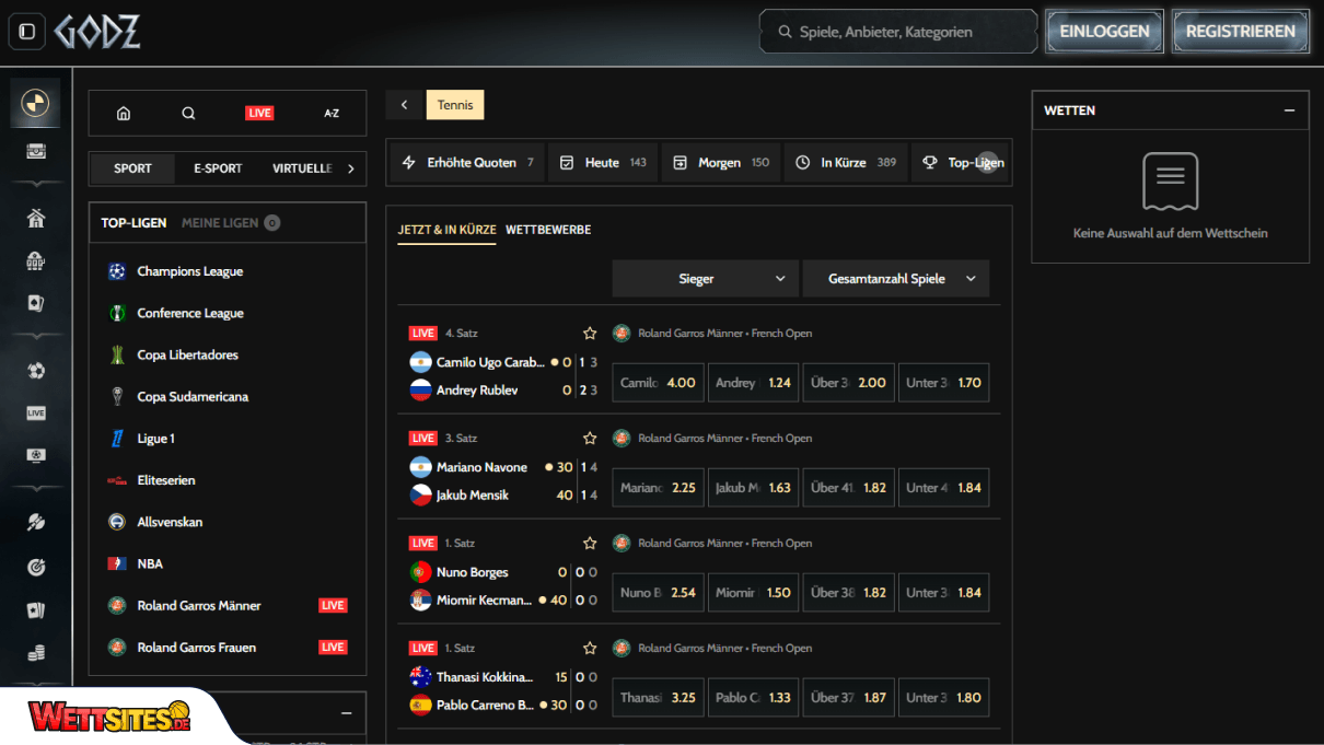 Godz Tenniswetten