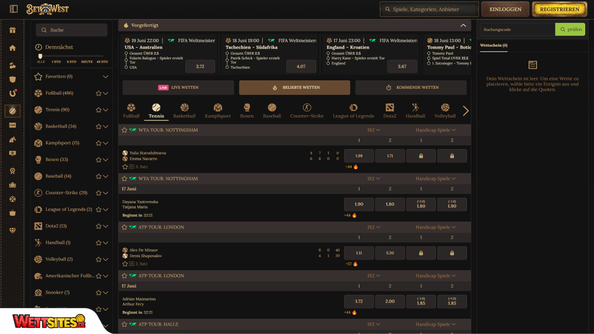Betwest Tenniswetten