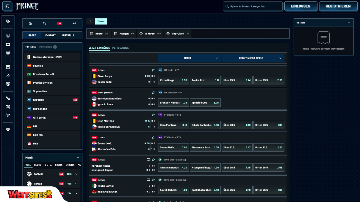 PrinceCasino Tenniswetten