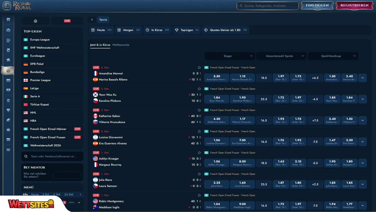 Rich Royal Tenniswetten